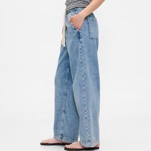 GAP Relaxed Fit High Waist Wide Leg Women’s Light Blue Jeans With Drawstring S